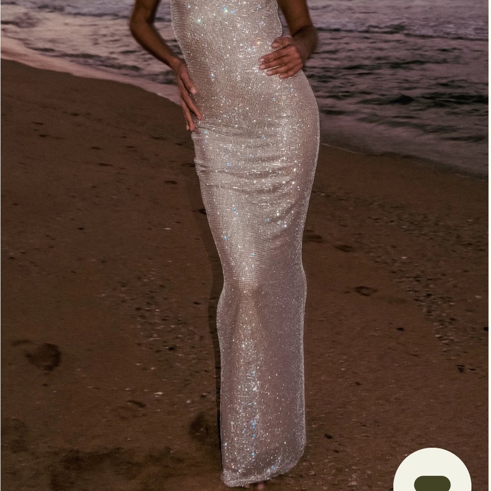 Meshki Metallic Mesh Dress